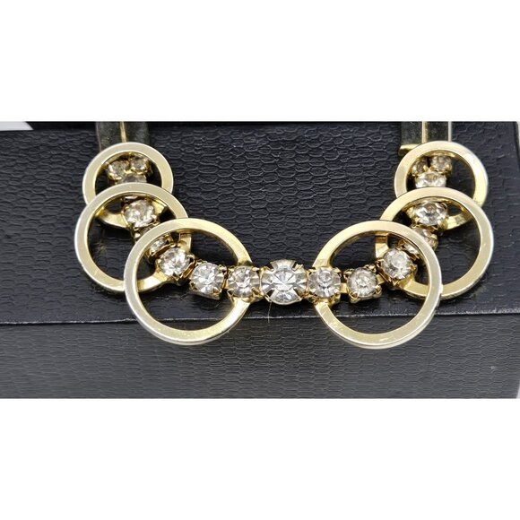 Gold-Tone Sarah Coventry Celestial Necklace Bracelet & Earrings Set With Rhinest - Picture 2 of 10